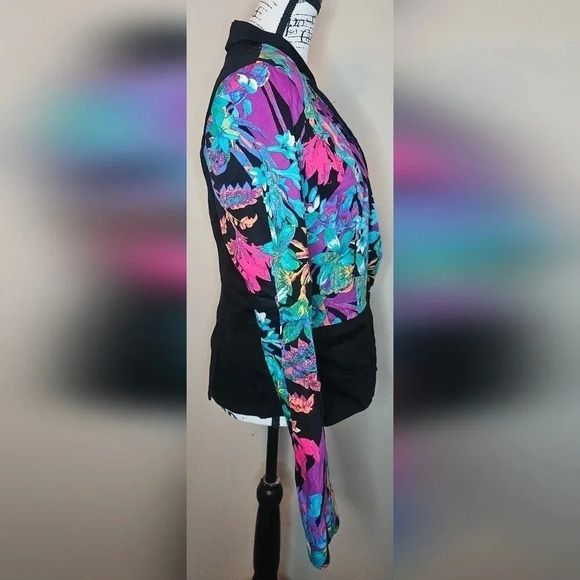 Nicole Miller Colorful Tropical Floral Long Sleeve Blazer Size Large - Picture 3 of 11